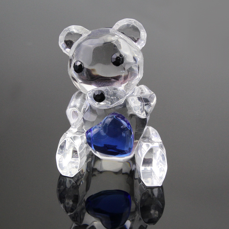 FREE SHIPPING Baby Shower Favors Choice Crystal Collection Teddy Bear Figurines -Blue Crystal For Boy+30pcs/lot