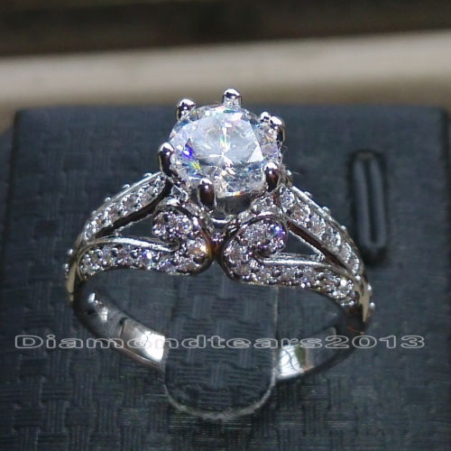 5-10 Size 1.5ct Topaz Engagement Ring in 10kt White Gold Filled, Mother's Day Gift