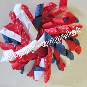 Random 4" M2M Gymboree style prints dot Curlies loop Ribbon Korker hair bows clips Girl/women Corker hair bobbles Accessories 50pcs PD007