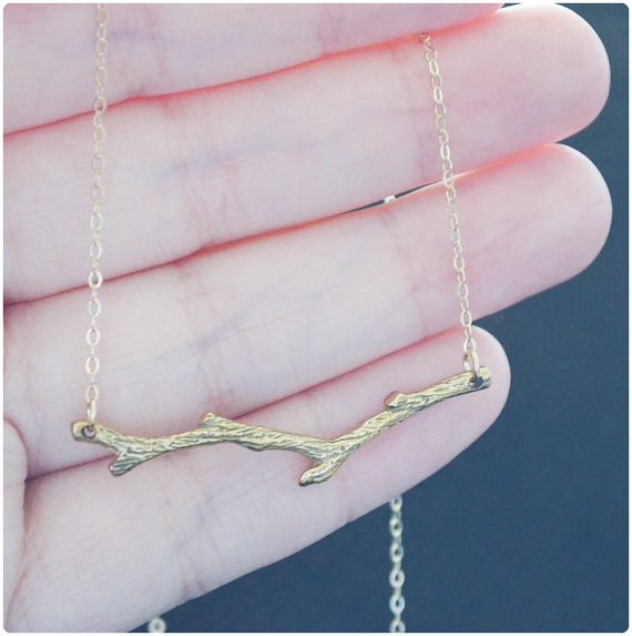 30PCS Gold Silver Tree Branch Necklace Nature Woodland Twig Necklaces Simple Olive Bar Necklace Botanical Limb Necklace