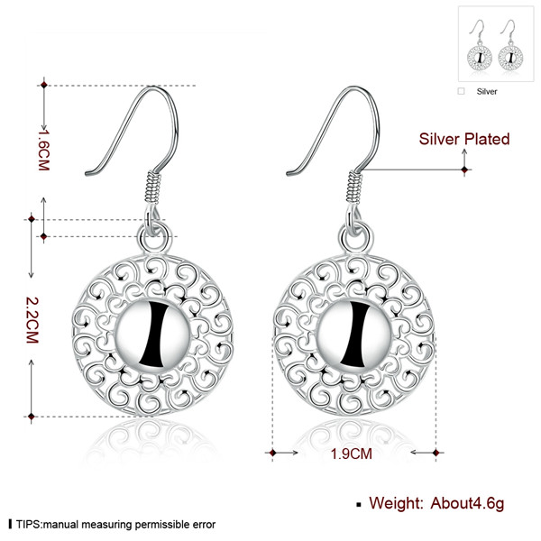 Brand new sterling silver Pierced earrings round DFMSE657,women's 925 silver Dangle Chandelier earrings 10 pair a lot factory direct