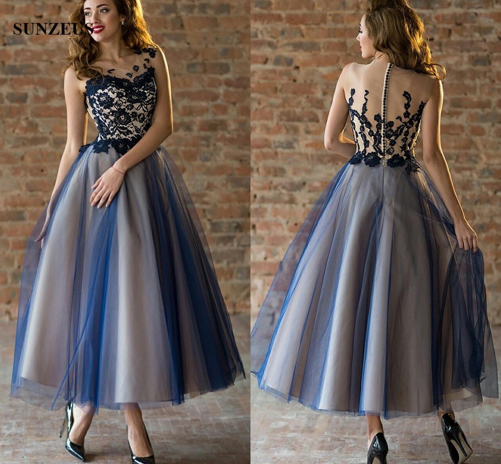Ankle Length Party Dress A-line Illusion Neck Blue Lace Prom Gowns Two color Women Dress For Evening Party, White
Ankle Length Party Dress A-line Illusion Neck Blue Lace Prom Gowns Two color Women Dress For Evening Party, White
