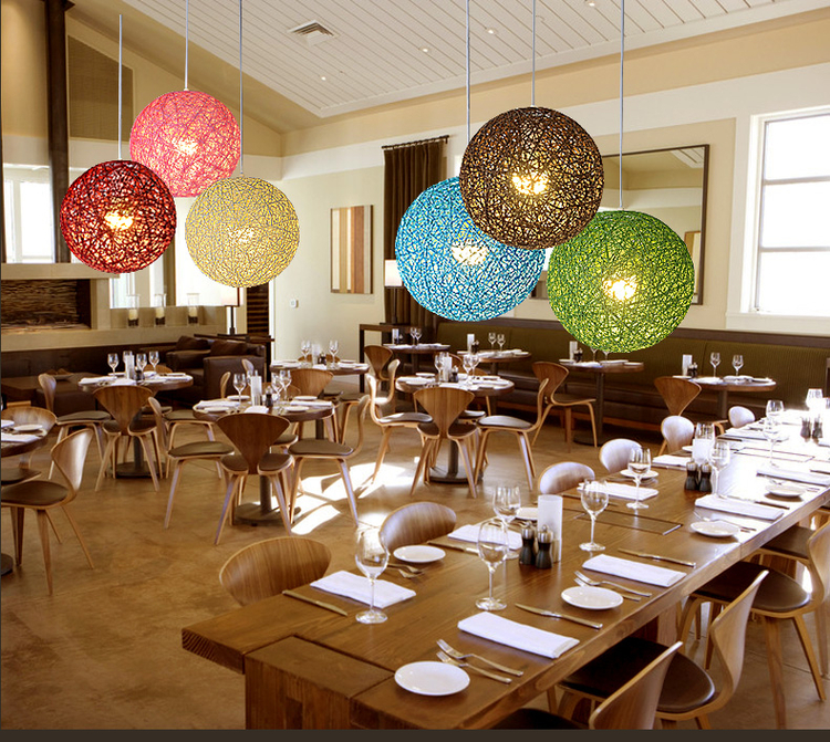 LED Pendant Lamp Hemp Rope Light Ball Chandelier Lights Restaurant Villa Hotel Lighting Living Room
