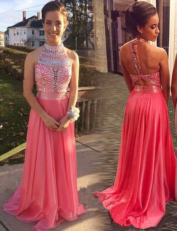 Water Melon Long Chiffon Prom Dresses with Beaded Crystal A Line Vestidos de Festa Two Piece Formal Evening Party Gowns, Ivory
Water Melon Long Chiffon Prom Dresses with Beaded Crystal A Line Vestidos de Festa Two Piece Formal Evening Party Gowns, Ivory