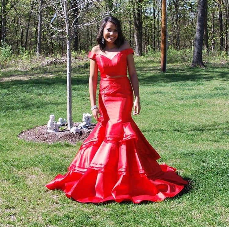 Two Piece Prom Dresses 2025: Satin Mermaid Off Shoulder Evening Dress