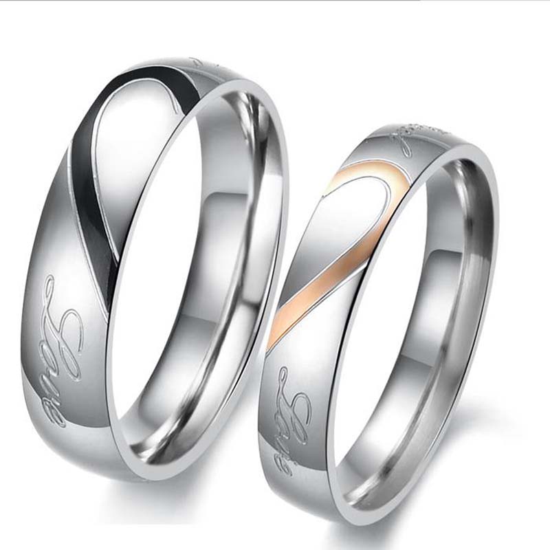 Korean Style Trendly Fashion Love Heart Stitching Couples Rings Titanium Stainless Steel Valentine's Ring High Quality
Korean Style Trendly Fashion Love Heart Stitching Couples Rings Titanium Stainless Steel Valentine's Ring High Quality