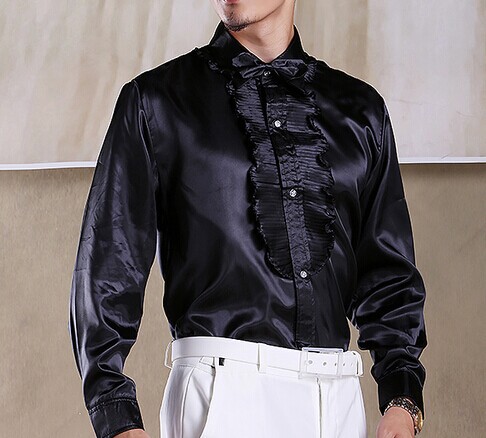 Wholesale-Free shipping white/black/red/blue/ ruffles tuxedo shirts party/wedding shirts
