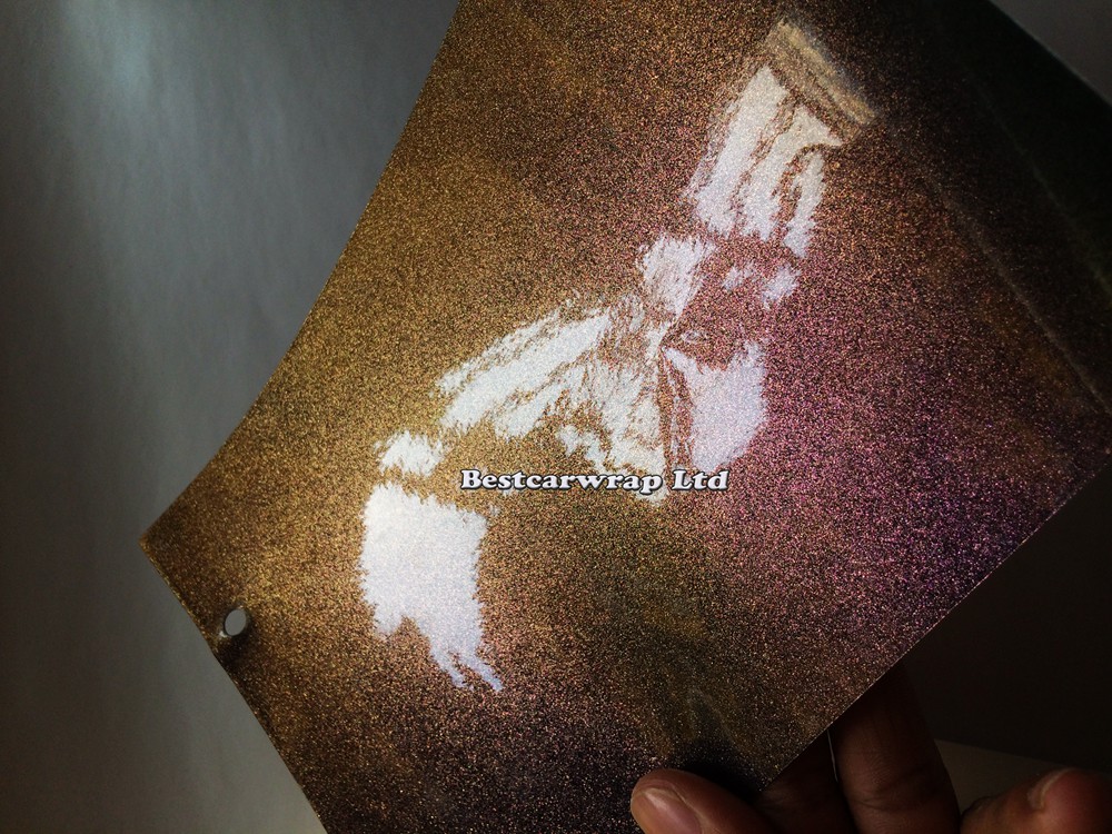 Gloss Metallic Purple to Bronze Flip Glitter Vinyl - Car Wrap Film with air bubble free Chameleon covering foil size 1.52x20m/Roll