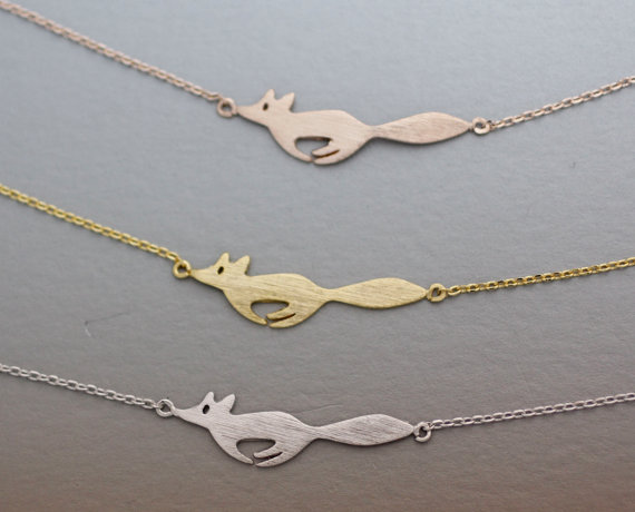 30PCS- B016 Silver Gold Cute Forest Running Fox Bracelets Simple 3d Animal Fox Face Bracelet Tiny Fox Tail Bracelets for Women