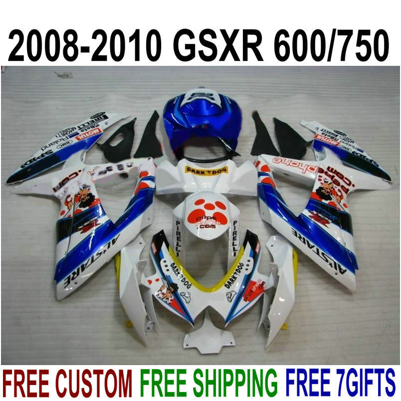 Hot sale fairing kit for SUZUKI GSXR750 GSXR600 2008 2009 2010 K8 K9 GSX-R600/750 08-10 white blue DARK DOG fairings set R50P, Same as the picture shows
Hot sale fairing kit for SUZUKI GSXR750 GSXR600 2008 2009 2010 K8 K9 GSX-R600/750 08-10 white blue DARK DOG fairings set R50P, Same as the picture shows
