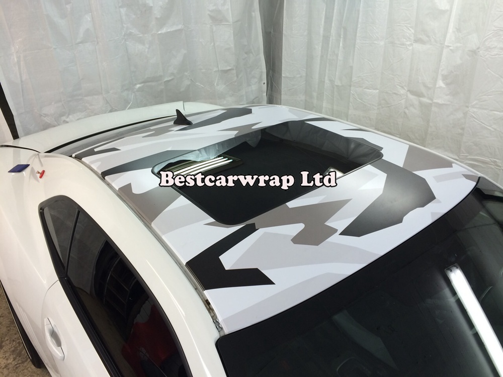 Black white grey Arctic Camo Vinyl Wrap Film For Car Wrap Snow Camouflage Sticker Unique Wrapping / Air Release Car Covers 1.52 x 30m/Roll