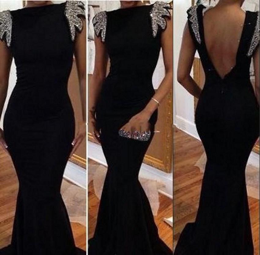 In Stock Custom Fancy Long Prom Dress Lady Formal Dress Taffeta Mermaid Party Gown Sweep Train Sequin Beaded Backless Prom Evening Dresses