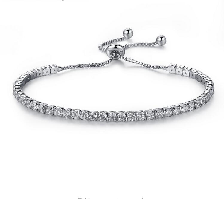 Cubic Zirconia Tennis Bracelet For Women Shining Silver Blue Green Purple Black Birthstone Crystal Bracelet Jewelry 970