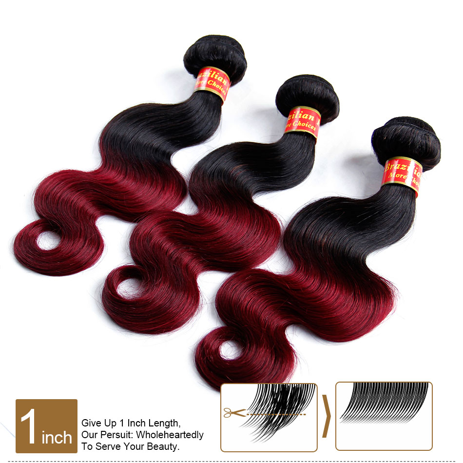 Ombre Brazilian Virgin Hair Weaves Two Tone 1B/99J Burgundy Wine Red Peruvian Malaysian Indian Cambodian Body Wave Human Hair Extensions