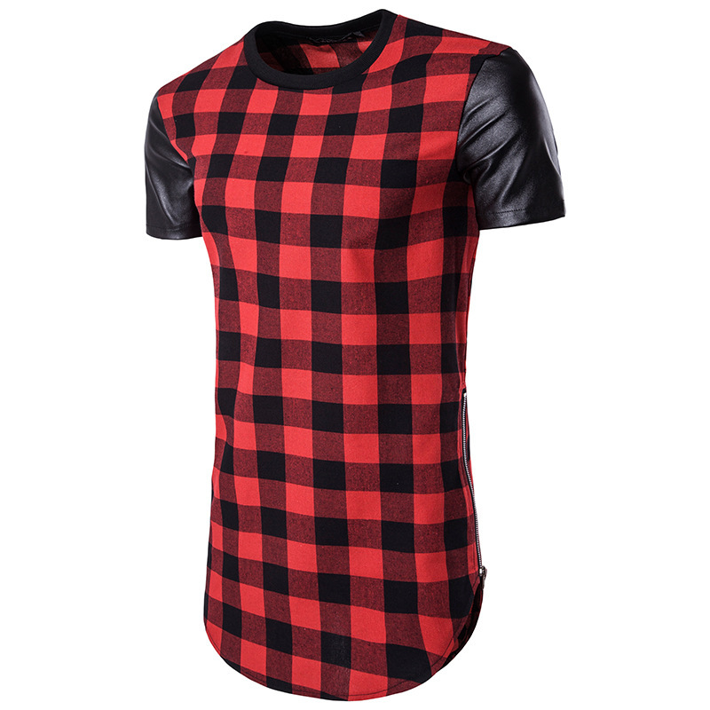 Hip-Hop High Street Men' Plaid Leather Shirts Man Brand Fight Skin Bilateral Zipper Short-Sleeved T-shirt Fashion Irregular Tees for Men, Red
Hip-Hop High Street Men' Plaid Leather Shirts Man Brand Fight Skin Bilateral Zipper Short-Sleeved T-shirt Fashion Irregular Tees for Men, Red