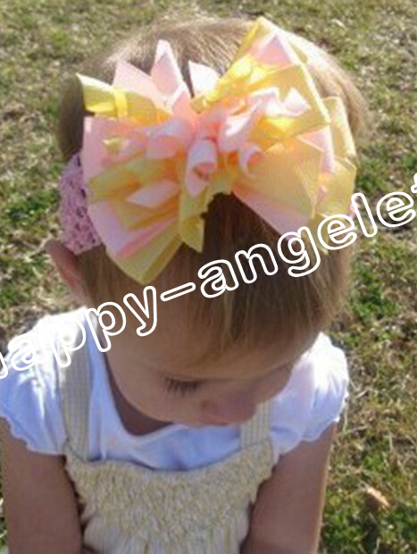 Baby 4inch M2M layered Curly Ribbon Hair band hairpins Corker hairband korker hair bows clips crochet headband hair accessories PD008