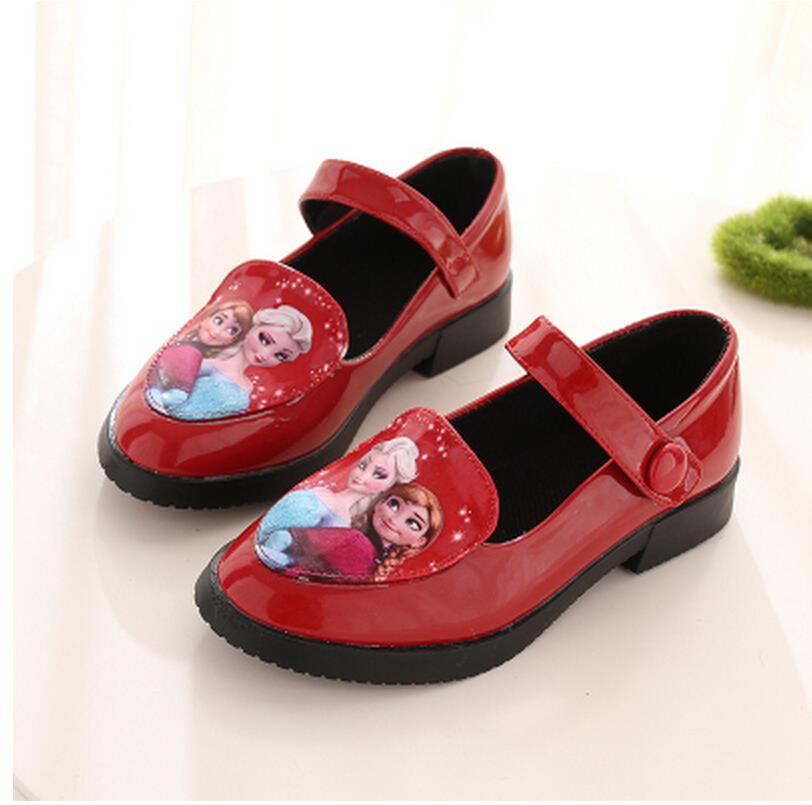 Wholesale-2015 Black Girls Froze Princess Cinderella Shoes Flat For Big Girls Autumn Summer Leather Shoes Children's Shoes 31-36 Wholesale-2015 Black Girls Froze Princess Cinderella Shoes Flat For Big Girls Autumn Summer Leather Shoes Children's Shoes 31-36