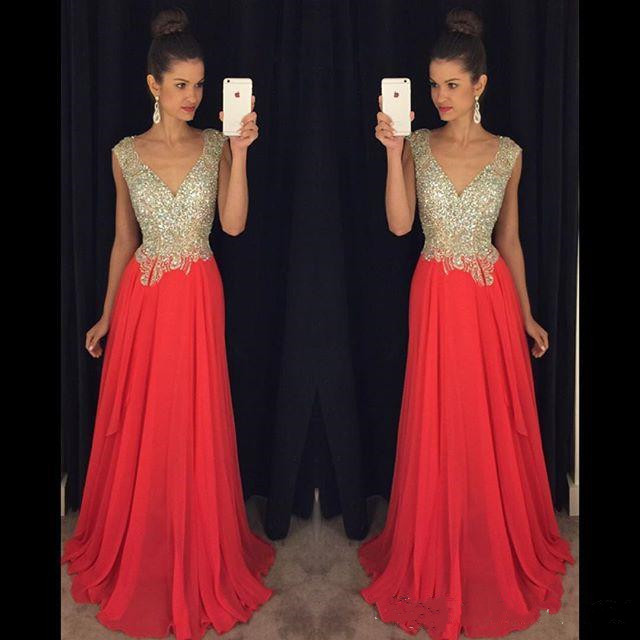 Sparkling Prom Dresses 2016 V Neck Beads on Top Sexy Back A Line Chiffon Celebrity Gowns Full Length Formal Evening Party Dresses BA0827, Champagne
Sparkling Prom Dresses 2016 V Neck Beads on Top Sexy Back A Line Chiffon Celebrity Gowns Full Length Formal Evening Party Dresses BA0827, Champagne