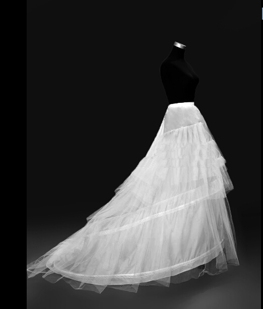 Layers Tulle 3 Hoops Petticoat Crinoline for Bridal Dresses with Train Free Size Wedding Dresses Underskirt Petticoat Slip