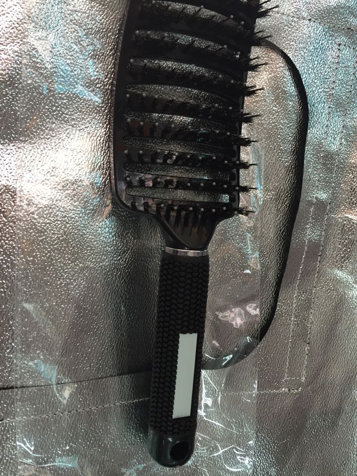 Black Boar Bristle Hair Brush Nylon Detangling Pins Natural Boar Bristles for Hair Oil Distribution. Curved for Vented Faster Drying by DHL