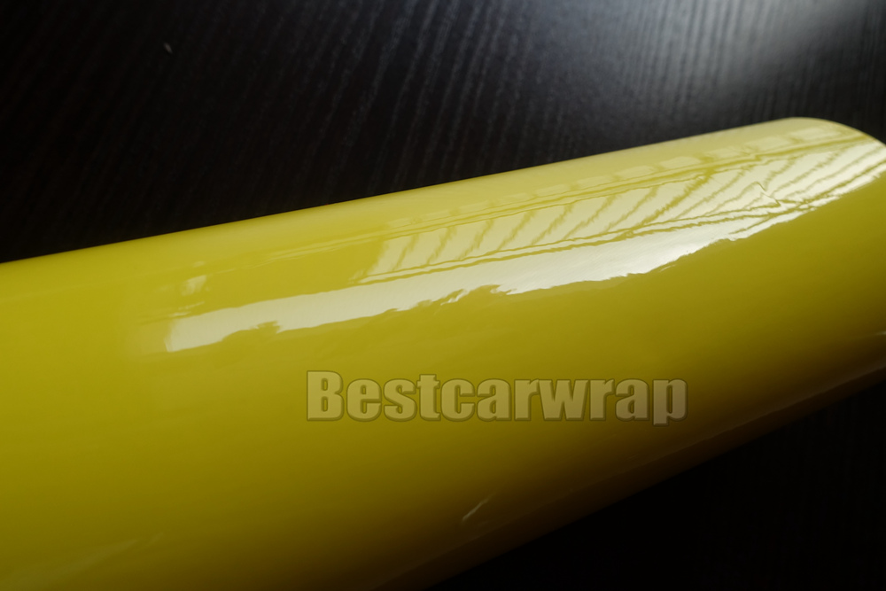 Ultra Shiny Glossy Lemon Yellow Vinyl wrap 3 Layers High Gloss Car Wrap Film with air Free Like 3m 1080 FOIL Size:1.52*20M/Roll