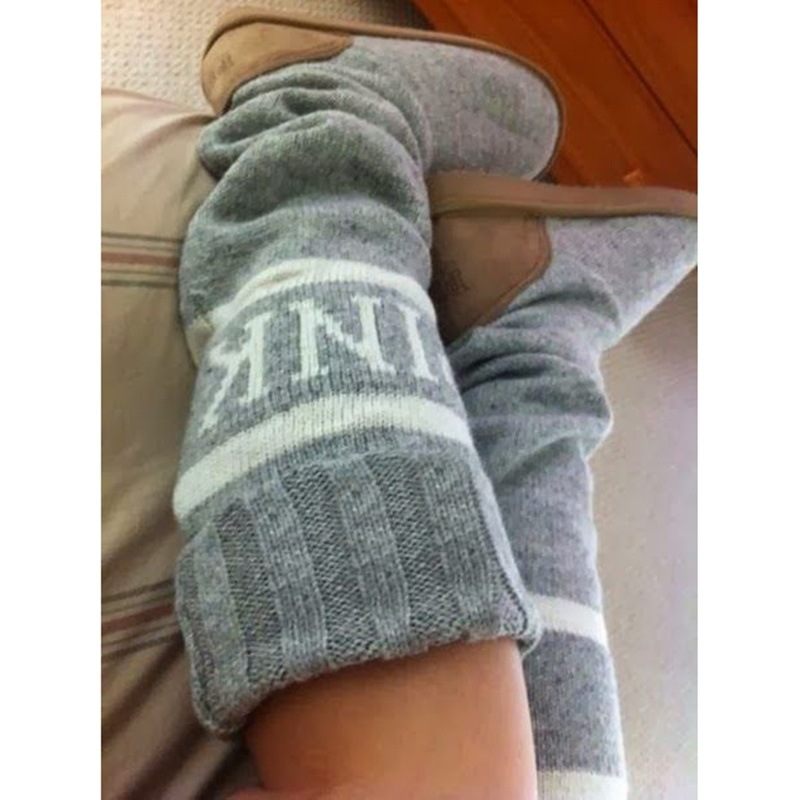 US4-12 Winter New Women socks boots Cute Pink Letters Knitted Sweaters Solid Slip-on Half Snow Boots Casual Warm Shoes wholesale