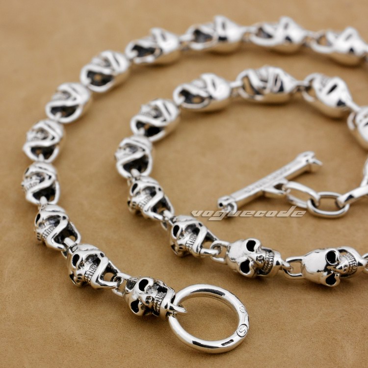 925 Sterling Silver Skulls Mens Biker Rocker Necklace 8W004N Free Shipping Customize length Unique Gift
925 Sterling Silver Skulls Mens Biker Rocker Necklace 8W004N Free Shipping Customize length Unique Gift