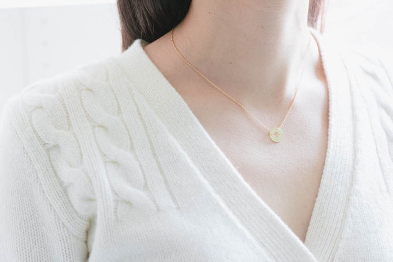 10PCS Gold Silver Small Compass Necklaces Pendant Charm for Women Men South Direction Necklace Disc Circle Disk Necklaces Coin Jewelry