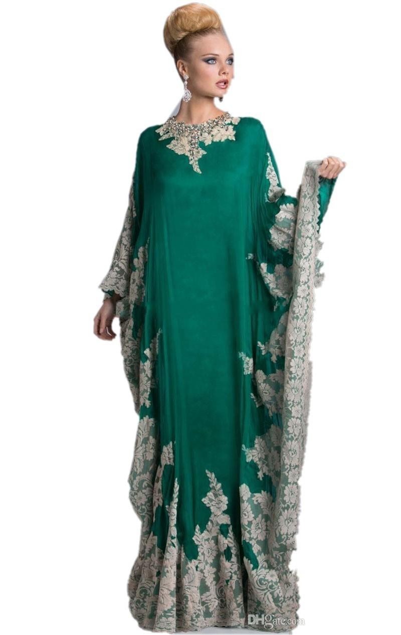 New lace evening dress with long sleeves dubai decals kaftan dress fashion dubai Arab clothing Party Dresses 389