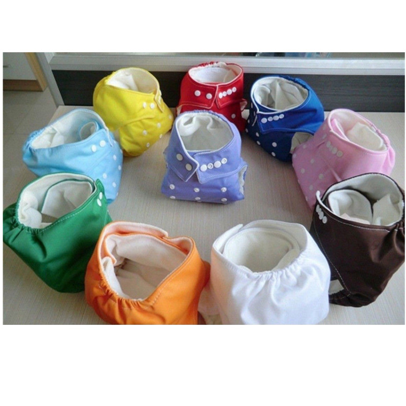 New 10 Pcs+10 Inserts Adjustable Resuable Lot Baby Washable Cloth Diaper Nappies(Random Color)