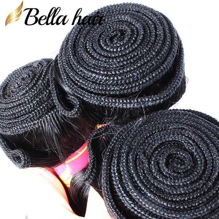Brazilian Hair Deep Wave Curly Hair 3 Bundles With Closure Sew In Natural Black Weave Black Extensions Bella Hair 4PCS/Lot Less Shedding and Tangling 