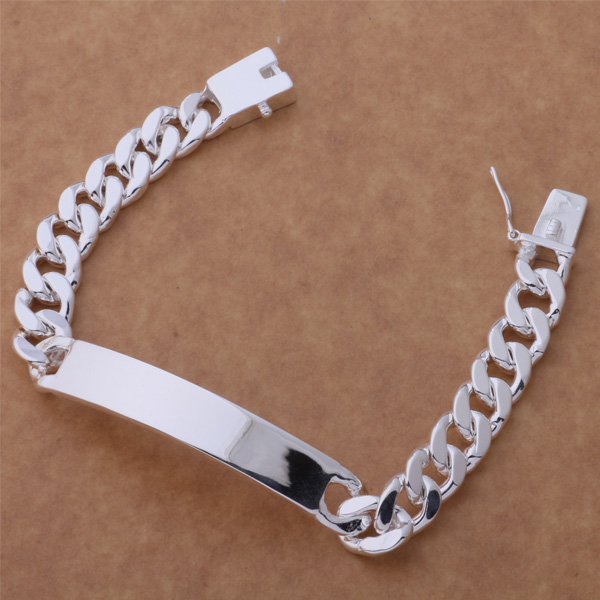 Free shipping trendy fashion high quality 925 silver Men's 10MM Men's jeans Bracelet jewelry holiday gift 1565