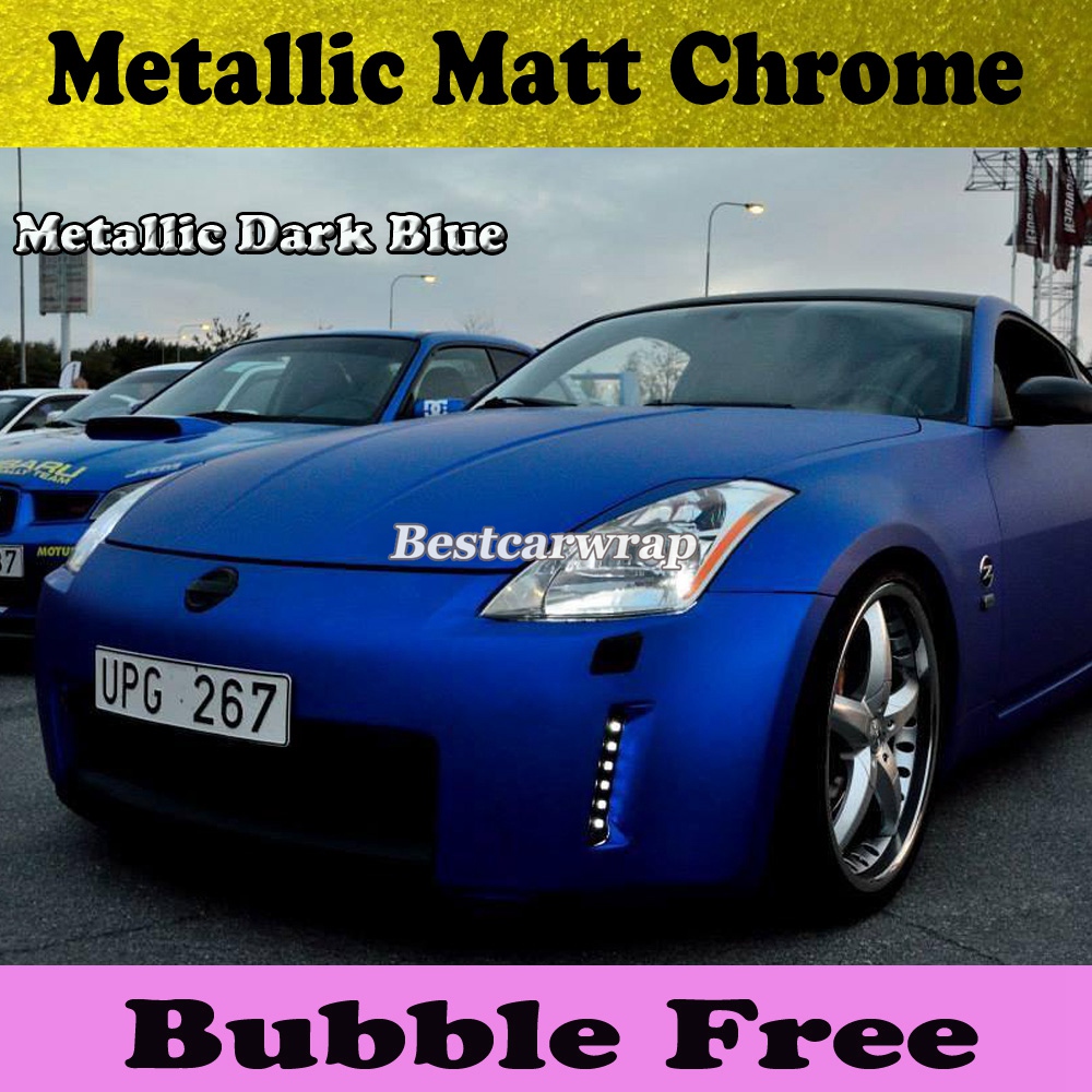 Premium Blue Satin Chrome Vinyl Car Wrap with Air Release Matte chrome blue For Vehicle Wrap styling covering size1.52x20m/Roll(5ftx66ft