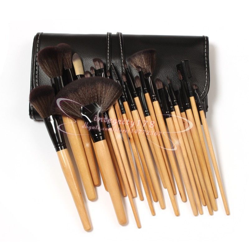 high quality 24Pcs Professional Makeup Brushes Cosmetic Brush Set Kit Tool with retail soft case 10pcs/lot DHL free shipping