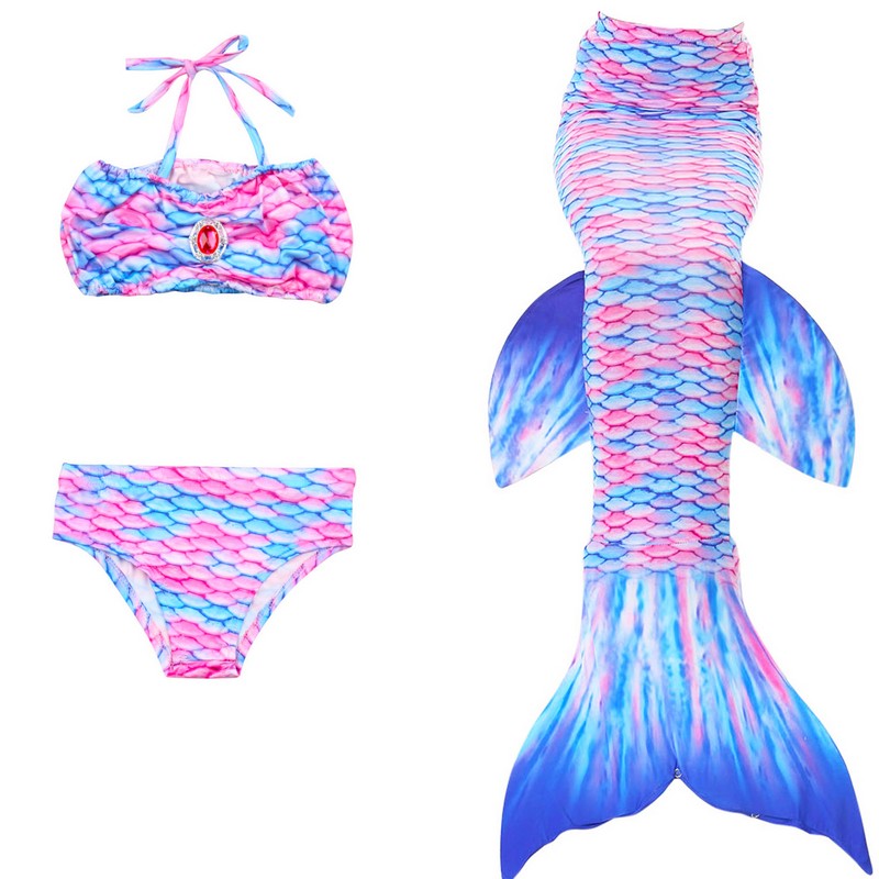 Cute 4pcs Set Baby Girls Swimming Mermaid Costume Outfit Bikini Swimwear with Mermaid Tail and Monofin Cosplay Clothing Holiday Swimsuit