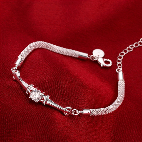 Hot sale gift 925 silver Eiffel Tower Bracelet DFMCH382,Brand new sterling silver plate Chain link gemstone bracelets high grade
