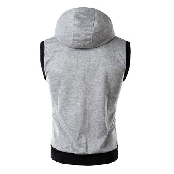 Fall-Men Male Hooded Pockets Vest Sleeveless Casual Good Selling Waistcoats Burgundy/Light Gray/Dark Gray M/L/XL/XXL