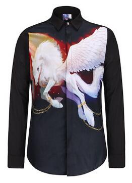 Wholesale-Hot New 3D Printed Men Gold Shirt printing Animal eagle Fashion  Long Sleeve Shirt Camisa Masculina Social Dress Shirts