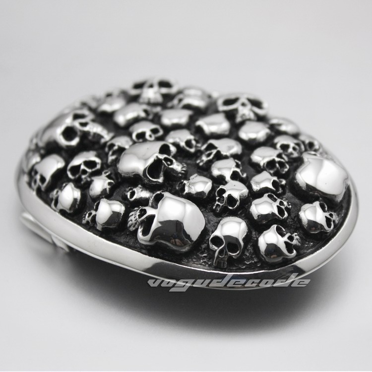 Huge Heavy 316L Stainless Steel Skulls Mens Biker Rocker Punk Belt Buckle P025