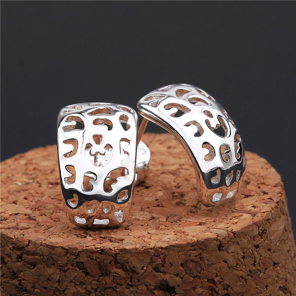 Brand new sterling silver Hollow rectangle earrings DFMSE584,women's 925 silver Dangle Chandelier earrings 10 pair a lot factory direct