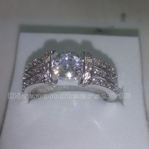 Free shipping High quality Luxury Size 5-10 jewelry 10kt white gold Filled white Topaz Cut Gem Women Engagement Wedding Ring gift with box