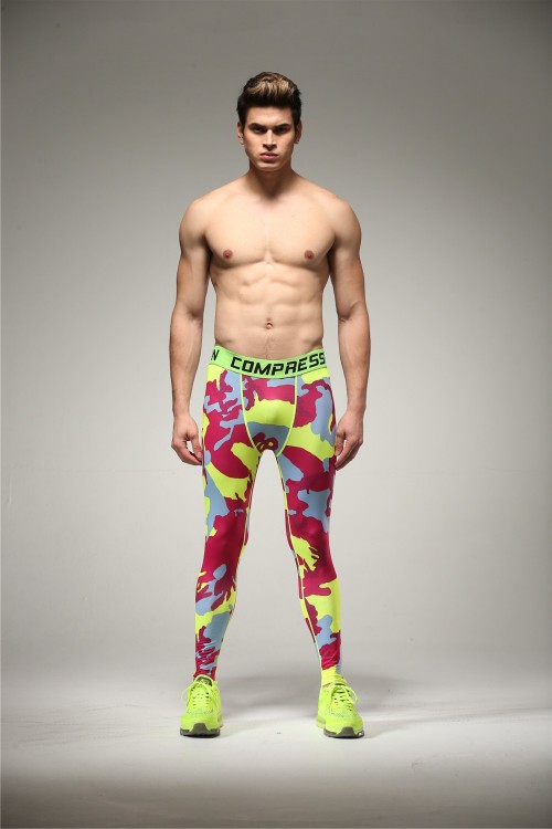 Wholesale-2016 summer men weight skins camouflage compression pants sport Running basketball Army camo spandex fitness jogging Trousers