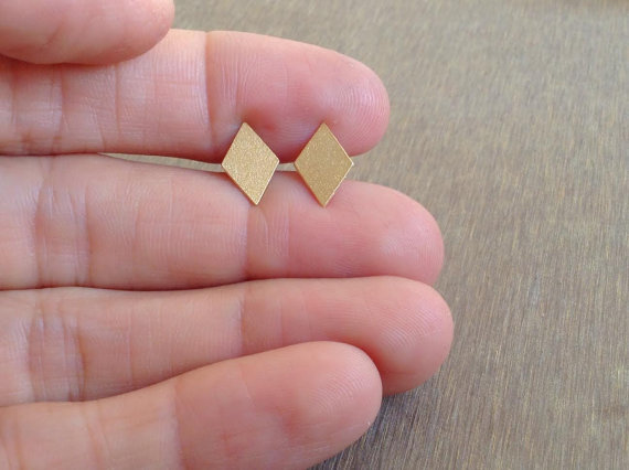 30Pair- S034 Gold Silver Diamonds Stud Earring Simple Rhombus Stud Earring Cute Poker Square Earrings Tiny Geometric Playing Card Earrings
