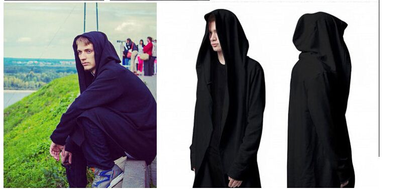 Europe&America style new hoody sweatshirts cloak long sleeves men Shawl outwear streetwear style hoody men's plus long hoodies for men for b