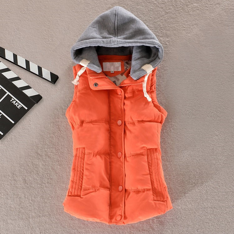 2017 Autumn Winter Fashion Cotton Vest Women Patchwork Sleeveless Hooded Collar Casual Coat Colete Feminino Waistcoat x171119