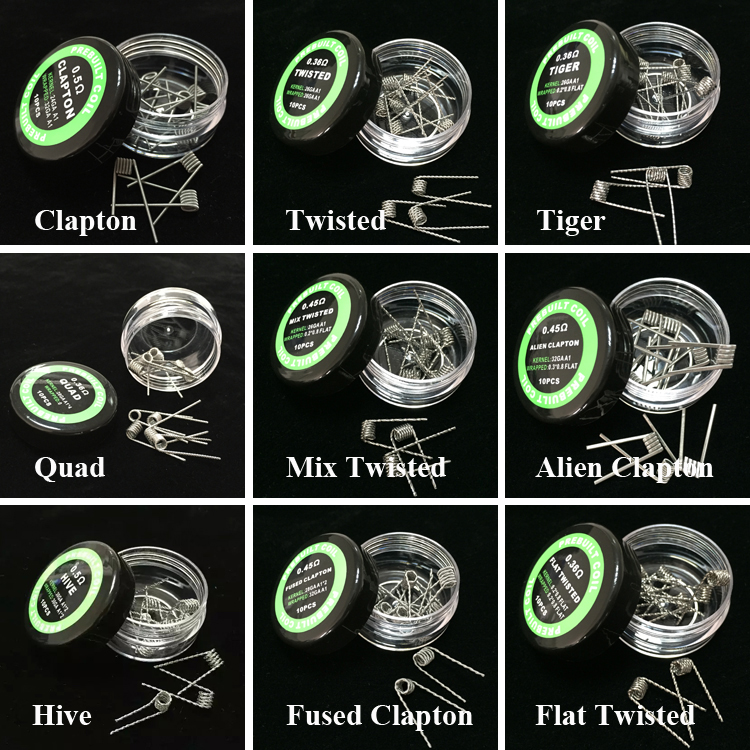 Alien Fused Clapton Coil Flat Mix Twisted Coils Hive Quad Tiger Heating Wires 9 Different Types Premade Wrap Resistance Wire for E Cig
Alien Fused Clapton Coil Flat Mix Twisted Coils Hive Quad Tiger Heating Wires 9 Different Types Premade Wrap Resistance Wire for E Cig