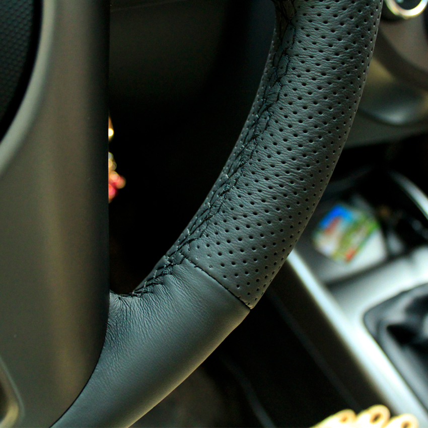 Steering wheel cover Case for KIA Forte Soul Genuine leather DIY Hand-stitch Car styling Interior decoration Car leather accessories covers