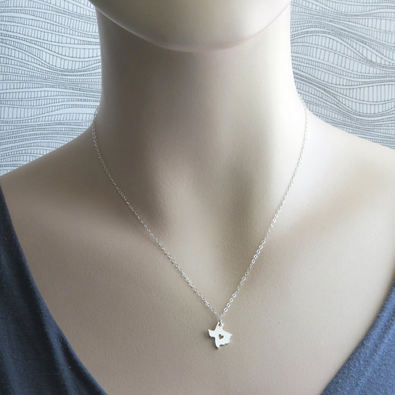 30PCS Outline Texas Map Necklace With Heart USA TX State Necklace I Heart Love Texas Necklaces Map Geography Necklace