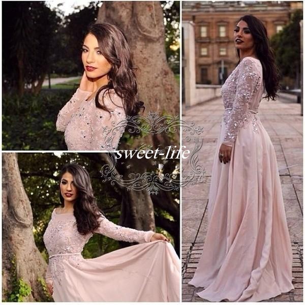 Elie Saab 2020 Blush Prom Dresses A-Line Bateau Lace Floor Length Chiffon Cheap Plus Size Long Sleeve Formal Evening Dress Gowns for Pageant, Ivory
Elie Saab 2020 Blush Prom Dresses A-Line Bateau Lace Floor Length Chiffon Cheap Plus Size Long Sleeve Formal Evening Dress Gowns for Pageant, Ivory