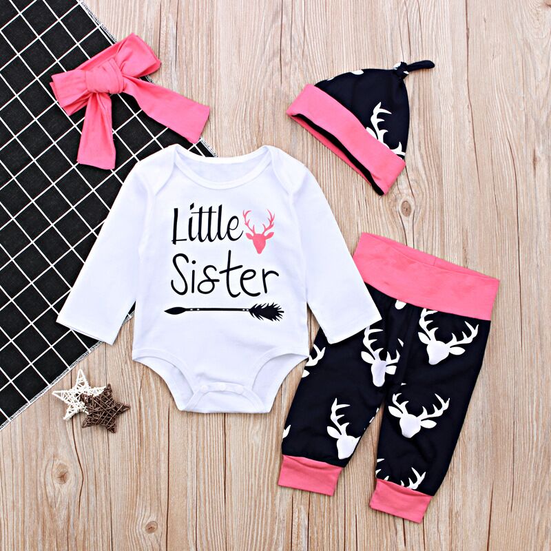 INS Girls Baby Christmas Rompers Clothing Sets Letter long Sleeve Romper elk Pants Hats headband 4Pcs Set, As pic
INS Girls Baby Christmas Rompers Clothing Sets Letter long Sleeve Romper elk Pants Hats headband 4Pcs Set, As pic